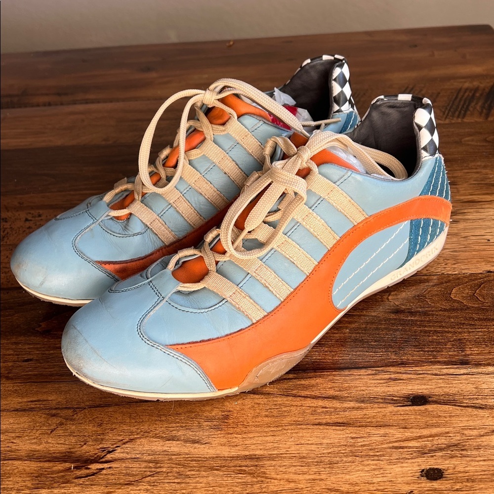 Granprix Originals Men's Sz 43 Racing Sneaker in Blue and Orange Leather